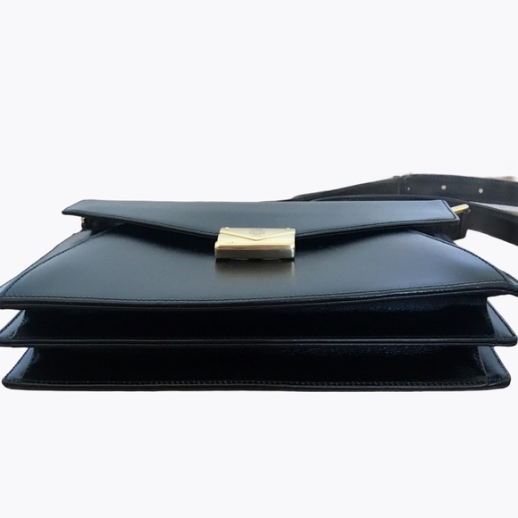 *hp* Vtg Mark Cross 1990s Black Leather Bag Purse - Picture 11 of 16